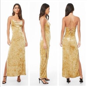 Forever 21 Velvet Gold Maxi Dress